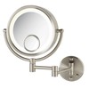 JERDON Plug in Lighted Wall Mount Makeup Mirror - 1X/7X/15x