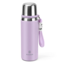 Stainless Steel thermo Bottles with cup 700ml/23.7oz Vacuum Insulated Bottle for hot and cold coffee drink water thermo flask with cup.(Purple,700ml)