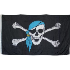 RUFFIN FLAG WASHINGTON GEORGIA USA Pirate Blue Scarf Jolly Roger Skull & Crossbones 3'X5' Flag Rough Tex® 68D Nylon