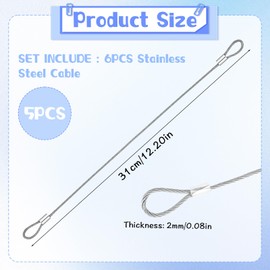 31cm 15mm Outdoor Anti Theft Luggage Lock 5 Pack Travel Security Cable Lock Safety Cable Braided Steel Coated Wire Flexible Steel Cables Wire Rope with Double Loop Fit for Padlock Disc Locks