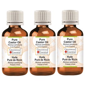Greenwood Essential Pure Castor Oil (Ricinus communis) Cold Pressed (Pack of Three) 100ml X 3 (10 oz)