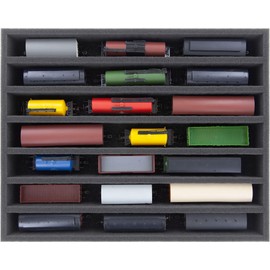 Feldherr Storage Box FSLB055 for model railway locomotives, wagons and vehicles - 7 slots for TT gauge vertical, Amount:2 pcs.