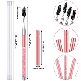 10 Pieces Eyelash Brush with Cap Portable Mascara Applicators Reusable Mascara Wands Eyelash Extension Brush Cosmetics Spoolies Eyelash Brush with Tubes for Women Girls Travel Vacation (Pink)