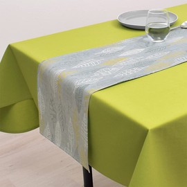 Style Decor W2702310 Laminated Table Runner, Waterproof, Nordic Table Center, 51.2 inches (130 cm), Wipable, Gray, Leaf, Simple,