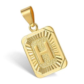 Hermah Initial A-Z Alphabet Capital Letter Pendant Necklace For Men Women Golden Color 3mm Stainless Steel Twisted Rope Link Chain Jewelry Daily Wear:_H_18inch