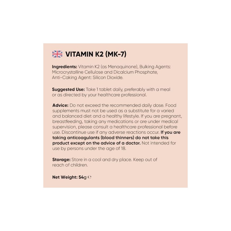 Vitamin K2 MK7 200mcg - 1 Year Supply - 365