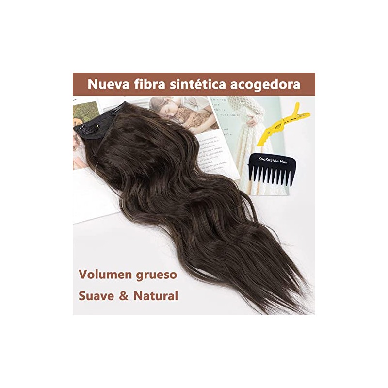 2 Pieza Extension de Cabello, 45CM Hair Extensions(Castaño Oscuro)