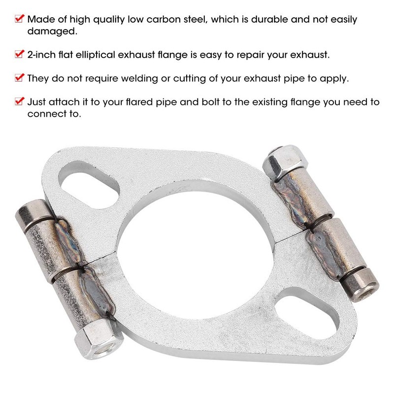 For Replacement Exhaust Flange, 2inch Flat Oval Split Repair Exhaust