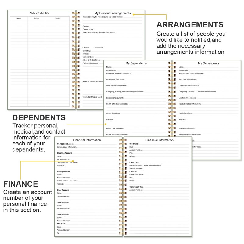 End of Life Planner – Final Arrangements Organizer for Beneficiary,
