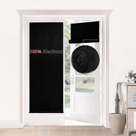 Betteloom 100% Blackout Door Curtains for Windows - UV Blocking Thermal Insulated Fabric, Rod Pocket Privacy Sheer Shades, Easy Install for Glass Door & Windows(Black,18" W x 70" L,Pack of 1)