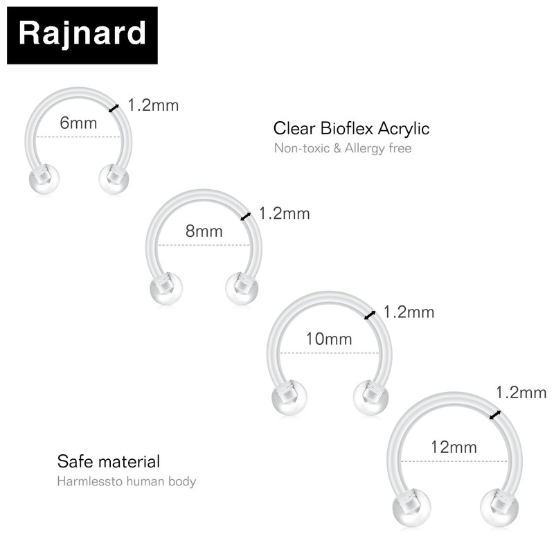 Clear Nose Piercing 18g 20g 22g L Shape Plastic Nose