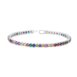 GW Tennis Bracelets for Women Colorful 3MM Cubic Zirconia Bracelet Jewelry for Women Birthday Best Friend Mother 6.5inch 7Inch 7.5Inch White Gold