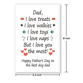 Serviky Cute I Love You Dad Happy Father’s Day Card, Lovely The Best Dog Dad Greeting Card for Daddy Grandfather