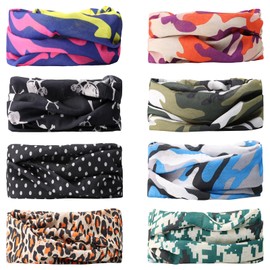8 PCS Multifunctional Headwear Outdoor Scarf, Unisex Headwear Face Coverings, Sport Seamless Headwear Bandana, Colorful Elastic Headband Bandana, Sun Protection Outdoor Scarf for Yoga Cycling Hiking