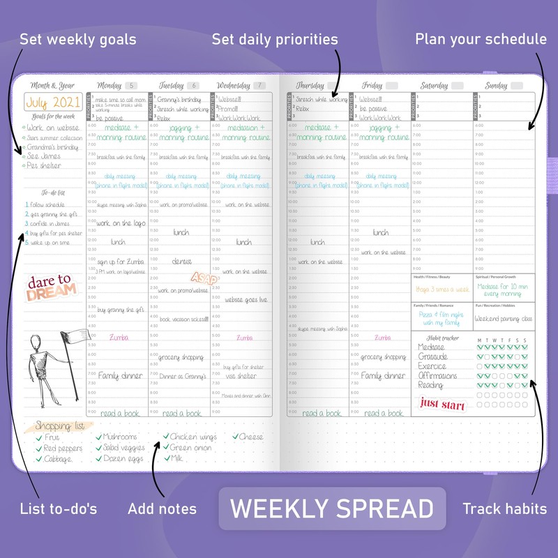 GoGirl Weekly Schedule Planner – Hourly Work & Life Planner