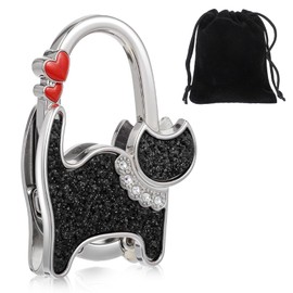 MBAIYO Bling Foldable Purse Hook for Table, Portable Anti Slip Purse Hanger Exquisite Metal Bag Holder for Desk Stylish Handbag Table Hook Hanger(Black)