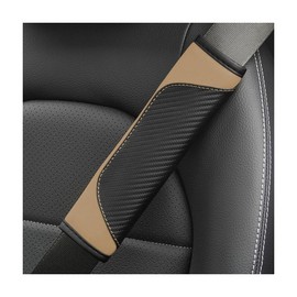 AUCELI 2PCS Car Seat Belt Cover, Carbon Fiber Seatbelt Shoulder Strap Covers, Breathable Leather Soft Harness Pad Protect Your Neck and Shoulder Compatible with Cars