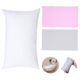 Small Pillow 10.2" X 5.9"(26 x 15cm), Nap Small Cushion with 2 Mini Pillow Cases (Pink and grey), Rectangle Cushion Travel Pillows, Cushion Inserts for Kids, Adult, Pets, Neck and Knee Support