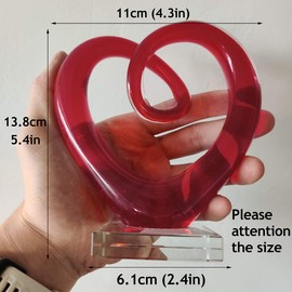 5'' Tall Art Glass Heart Sculpture Centerpiece Party Home Decoration Gift Art Style Valentines Day Gifts