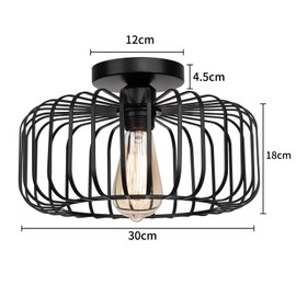 FRIDEKO HOME FRIDEKO HOME Deckenleuchte Schwarz,Modern Deckenlampe aus Metall E27-Fassung,1 Flammige Runde Lampenschirm H?ngelampe fr Kche Flur Wohnzimmer Schlafzimmer Esszimmer