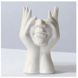 Female Form Face Vase Art Vase for Home Office Décor Ceramic Body Vase Female Form Ideal Shelf Decor,Modern Farmhouse Table Decor,Small Vase Bookshelf Decor
