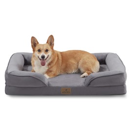 Bedfolks Orthopedic Dog Bed, Waterproof Dog Sofa Bed for Large Dogs, Egg Foam Pet Couch Bed with Removable Washable Cover and Nonslip Bottom, Dark Grey