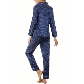 YIMANIE Womens Pajamas Silk Satin Pajama Sets for Women Soft Button Down Womens Loungewear Set with Pockets