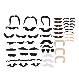 ANGGREK Juego de Bigotes Falsos, 51PCS Bigotes Falsos Pelusa Pasteable Autoadhesivo Bigotes Realista Falso Vello Facial para Niños Adultos Fiesta Temática