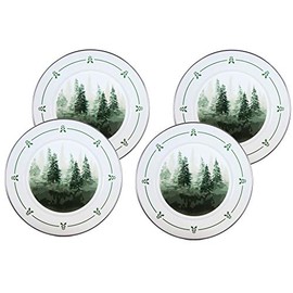 Golden Rabbit Enamelware - Forest Glen Pattern - Set of 4-10.5" Dinner Plates