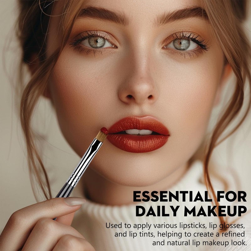 2PCS Silver Portable Lip Brush, Professional Lip Makeup Brushes, for