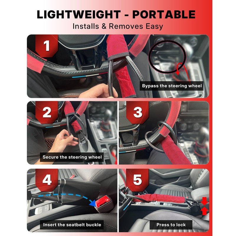 Car Steering Wheel Lock Seat Belt Lock Anti Theft Device
