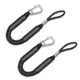 Bungee Boat Mooring Lines, 2FT, 1800LB Breaking Strength, 2 Carabiner Straps (2PACK)