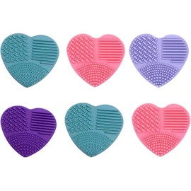 6piezas Alfombrilla Limpiadora De Brochas De Maquillaje Silicona Para Lavar y Maquillar Herramienta De Limpieza De Brochas Para Uso Salón o Hogar
