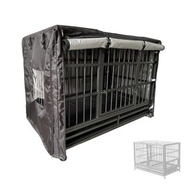 XCZ Heavy-Duty Dog cage Cover, Fully Open Design and Transparent Windows, Suitable for 48-inch Dog Cages and crates. Black