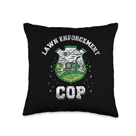 Lawn Care Gardening Landscaper Gardener Lawn Enforcement Cop Grass Mower Cut Lawn Mowing Throw Pillow, 16x16, Multicolor