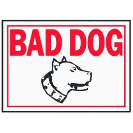 Hy-Ko Products SS-11 Bad Dog Aluminum Sign, 10" x 14", Red/White
