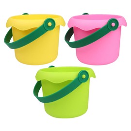 Kisangel 3-Piece Boys and Girls Beach Toys Set Colorful Sand Buckets for Building Castles Portable Handles for Summer
