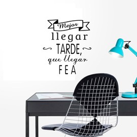 Vinyl Phrase “Mejor llegar tarde...”[Spanish language]Decorative Motivational Sticker Phrases for WallDecorative Bedroom StickerVinyl Decorative Phrases. Wall Vinyl DC-16054