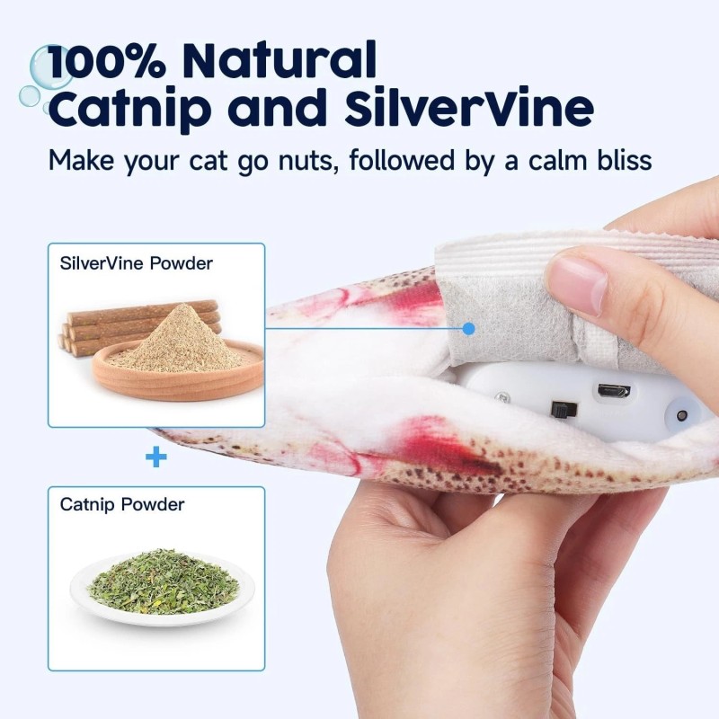 Potaroma Electric Flopping Fish Cat Toy Wiggle Trout Catnip Motion