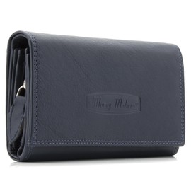 ekavale Women's Leather Wallet with RFID Protection 25 Compartments Women's Purse Long, blue, coin purse