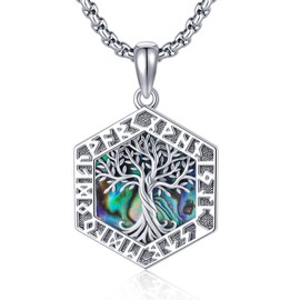 DAYLINLOVE Tree of Life Necklace 925 Sterling Silver Norwegian Viking Tree of Life Pendant Necklace for Men, Sterling Silver