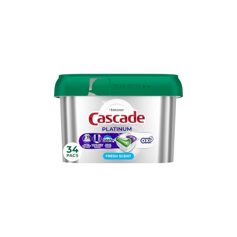 Cascade Platinum + Oxi Dishwasher Pods, Dishwasher Detergent, Dish Detergent