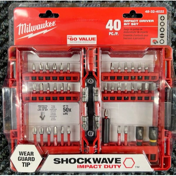 Milwaukee 40 Piece Screw Driver Drill Bit Set Impact Duty