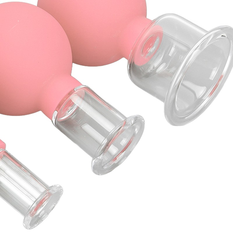 4pcs Glass Face Cupping Set Silicone Lymphatic Drainage Skin Lifting