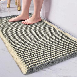 WONGS BEDDING Non-Slip Bath Mat, Bathroom Rug, Large Washable Bath Mat, Soft Waffle Bath Mat for Bathroom (80 x 50 cm)