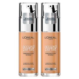 L'Oréal Paris True Match Liquid Foundation Color 7.D/7.W Ambre Dore Natural Effect Ultra Light Texture Hydrating Formula Infused with Hyaluronic Acid - 2 Bottles of 30ml