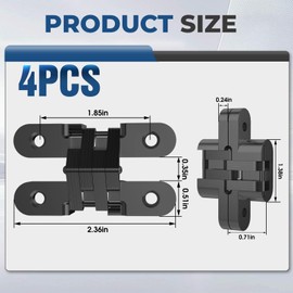 JAXYOOM Hidden Door Hinge 0.51 * 2.36Inch – 4Pcs Invisible Heavy Duty for Wood Doors,180 Degree Alloy Concealed Cabinets Hinges for DIY Gates,Kitchen,Black