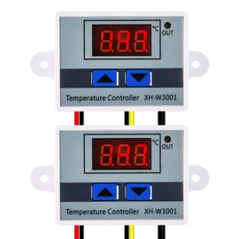 2Pcs Digital LED Temperature Controller Module 12V 10A 120W Digital Thermostat Switch Electronic Thermostat with Waterproof Probe Programmable Heating Cooling XH-W3001