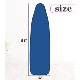 Ironing Board Cover, Full Size Scorch Resistant Padding, Silicone Coating,Elastic Edge, Heavy Duty Iron Pad Covers Standard Boards, Blue 15" x 54"