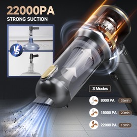 Ytbocar Car Vacuum - Foldable Mini Handheld Vacuum Cordless with Brushless Motor, 4-in-1 22000PA High Power Portable Rechargeable Vacuum Cleaner & Air Blower & Duster & Pump for Home, Pet, Office